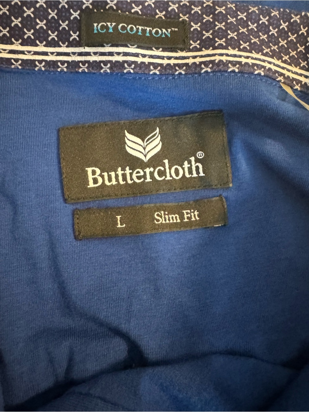 Buttercloth Blue Long Sleeve Button Front Shirt Mens Large Soft Stretch - Picture 2 of 4